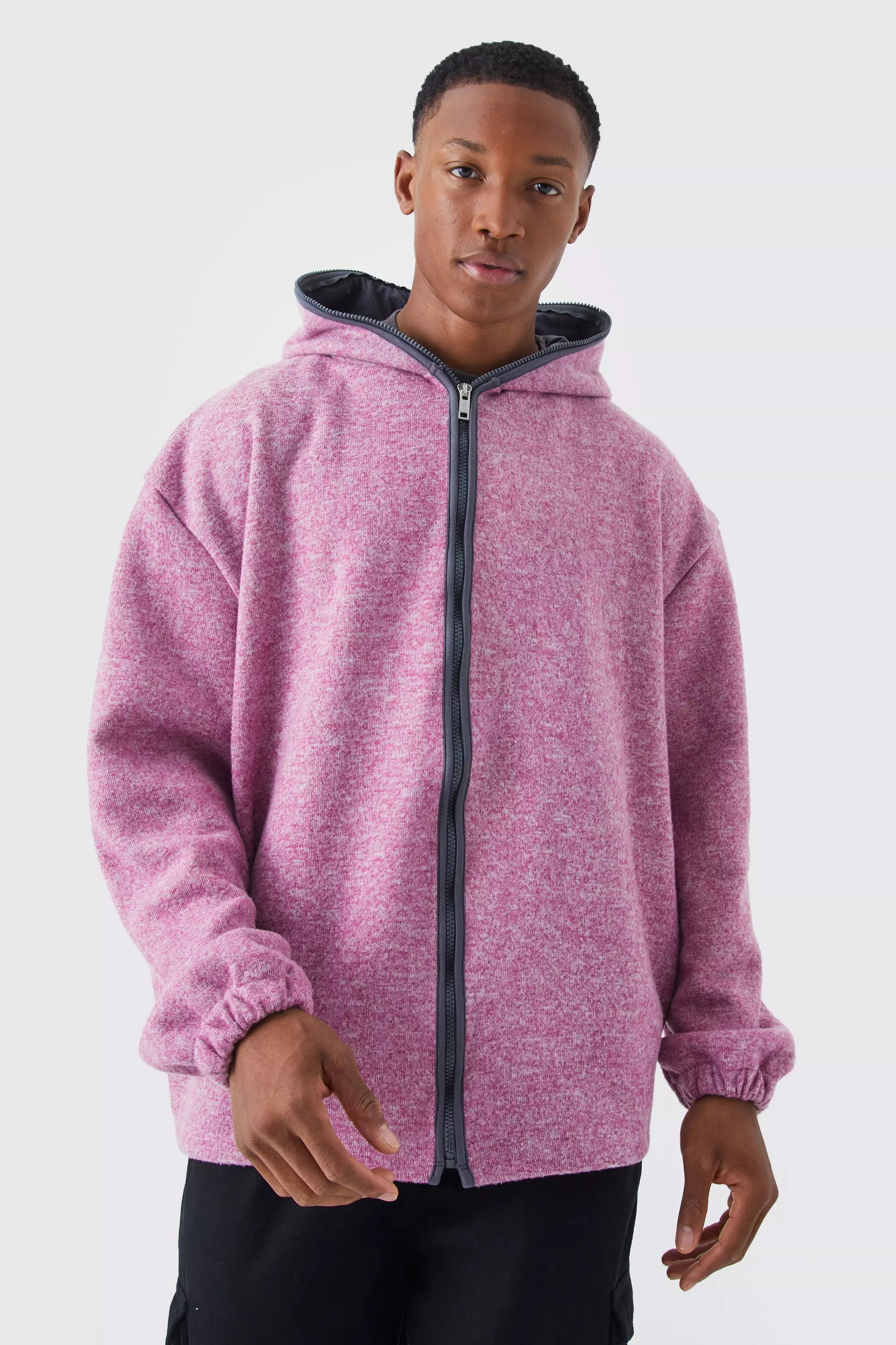 Boohooman pink hoodie online